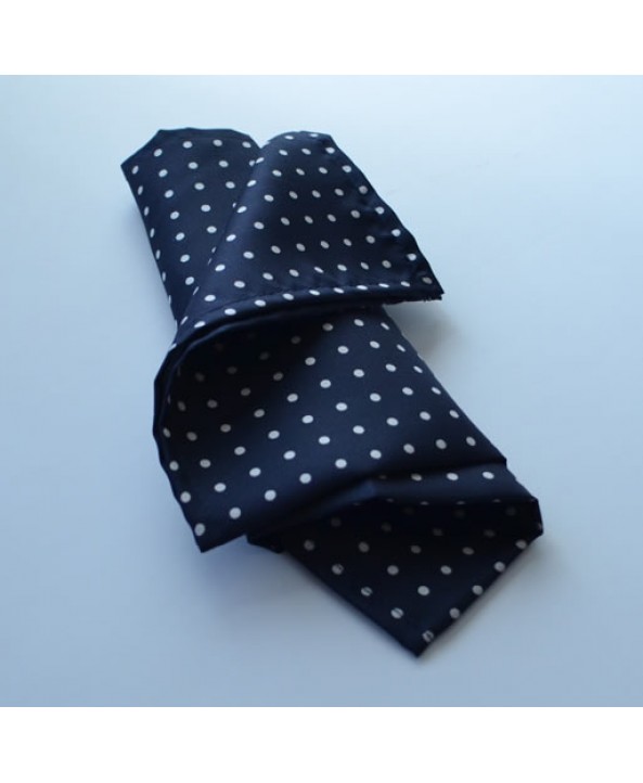 Fine Silk Spotted Hank with White Spots on Navy Blue